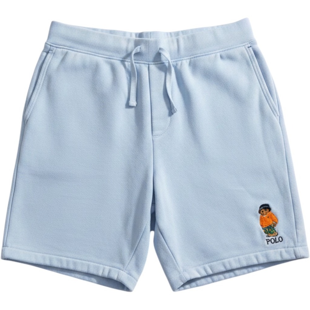 Polo Ralph Lauren Mens Light Blue Polo‎ Bear Embroidered Sweat Shorts Size L